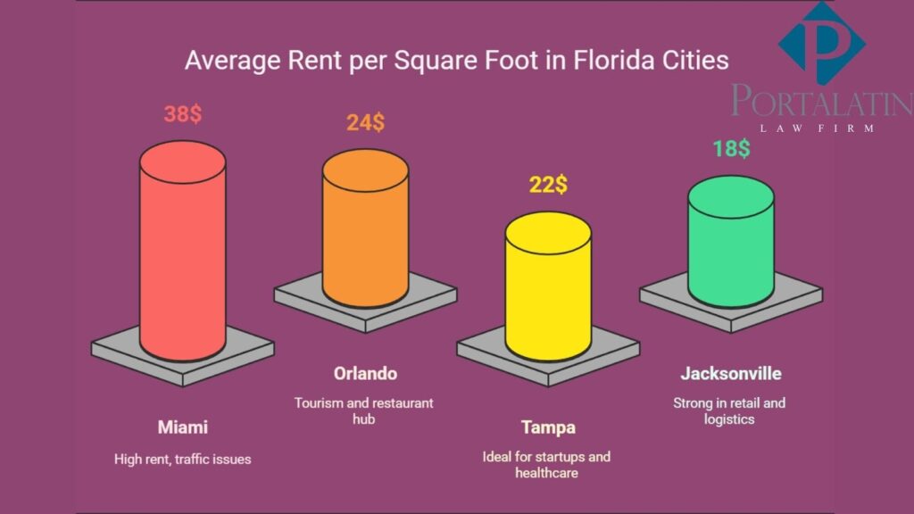 Average rent comparison in Florida cities graph.
