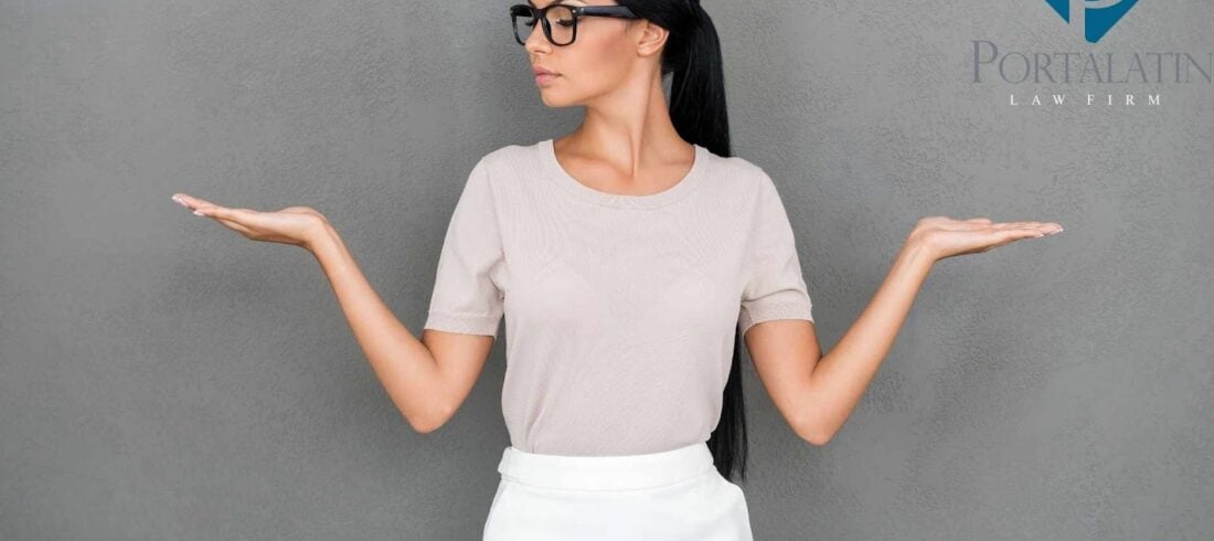 Woman balancing options at Portalatin Law Firm