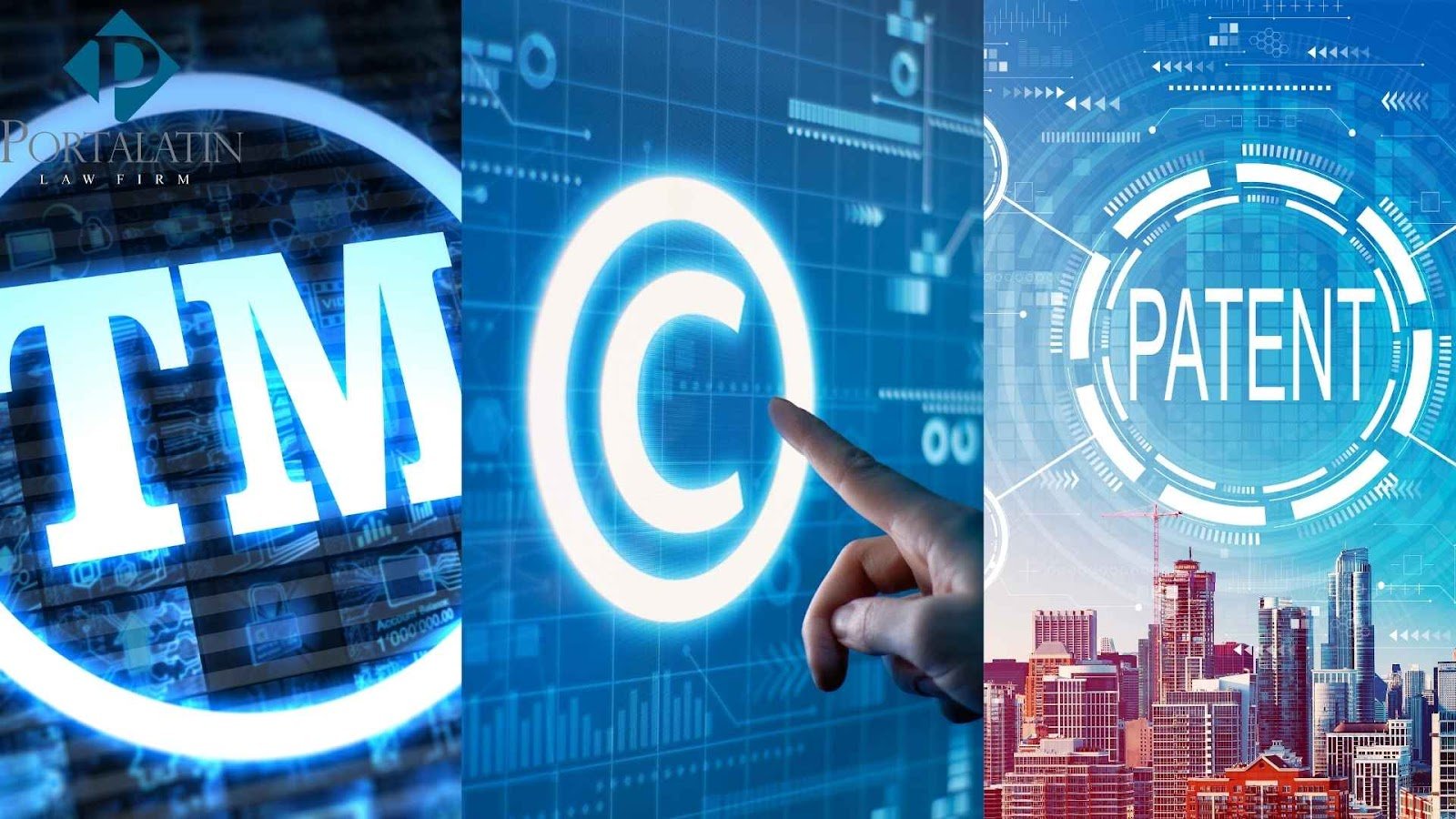 Trademark, copyright, patent concept illustration.