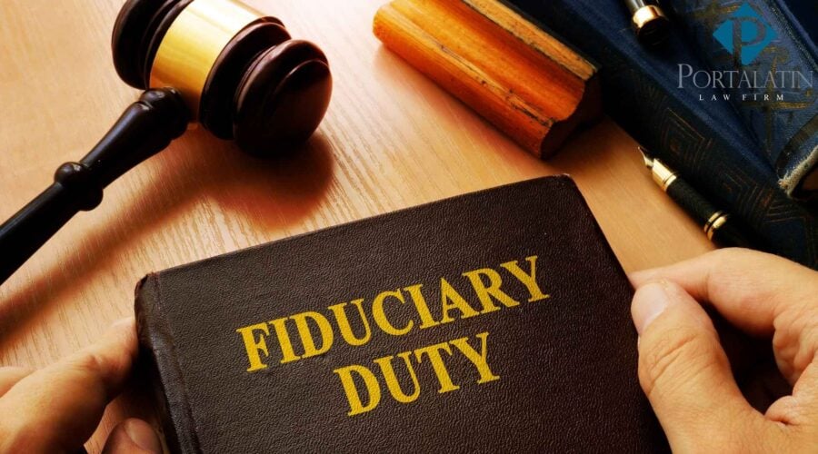 Fiduciary Duty book with gavel on table