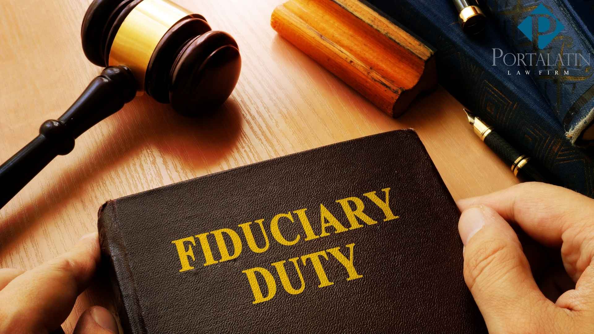 Fiduciary Duty book with gavel on table