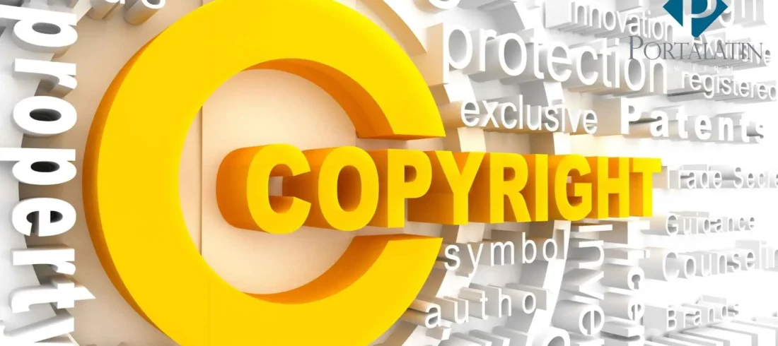 Copyright symbol with legal and patent terms