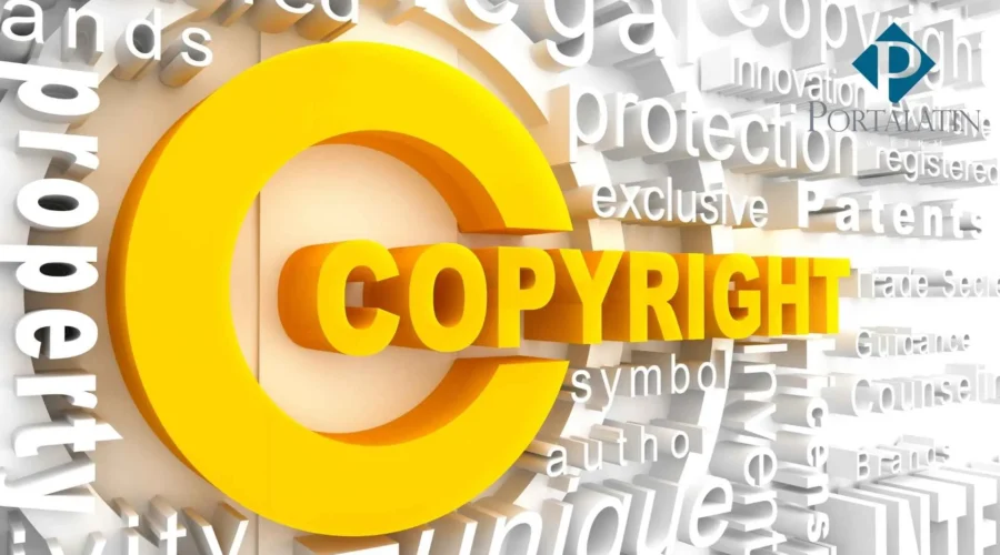 Copyright symbol with legal and patent terms