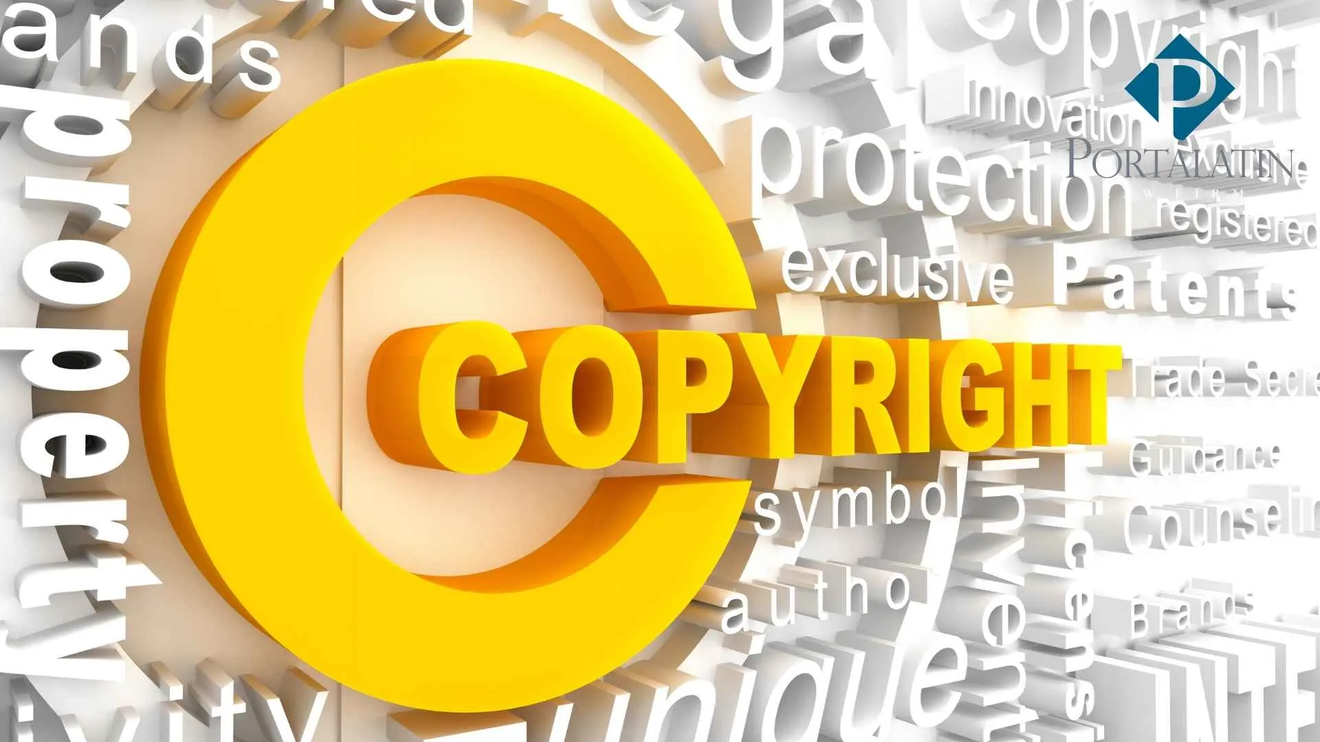 Copyright symbol with legal and patent terms