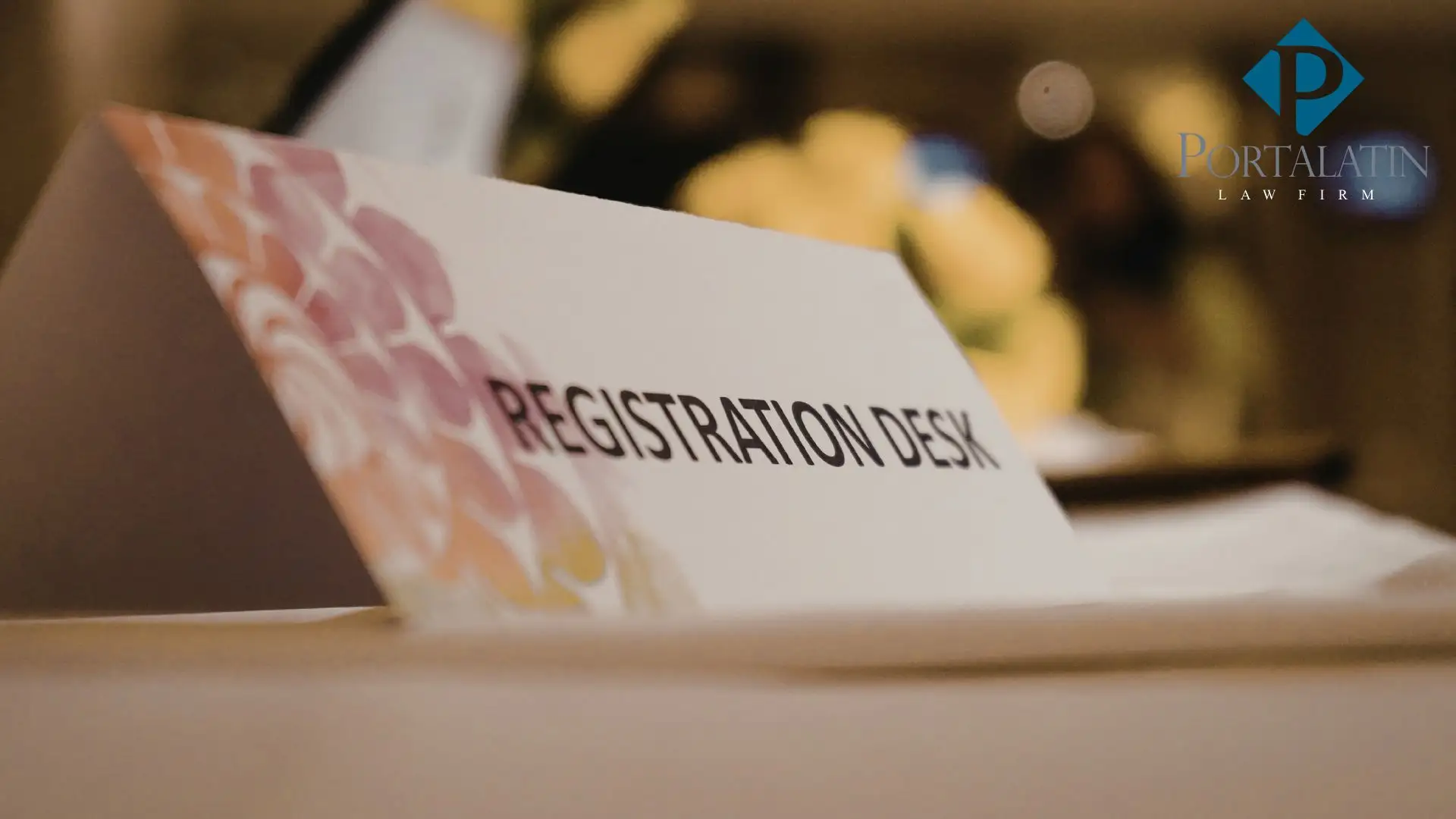 Trademark Registration desk sign on table